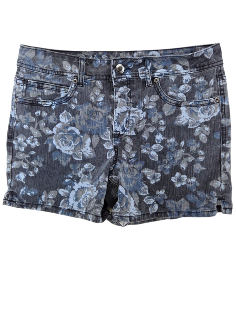 Faded Glory Women's Blue & Black Y2K Style Floral Denim Jean Shorts Size 12